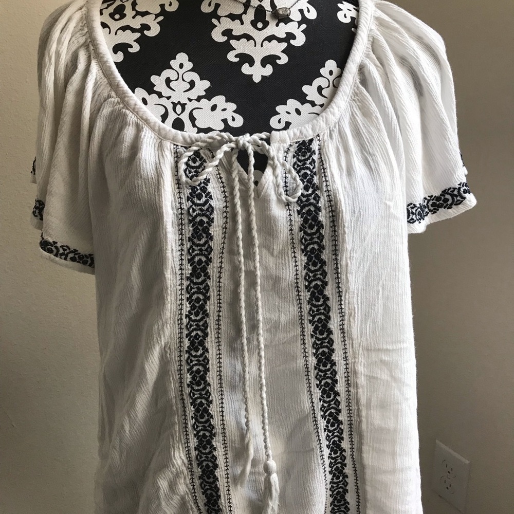 White see through short sleeved shirt